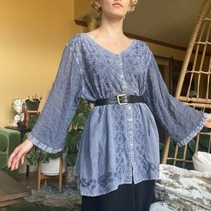 Tunic style blue blouse